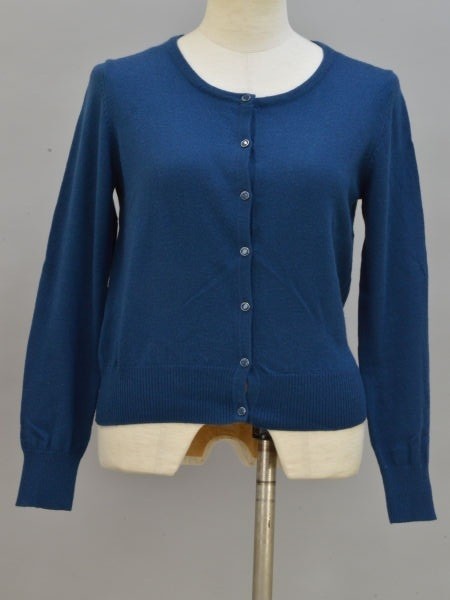 エムプルミエ M-PREMIER 長袖 ニットカーディガン 36サイズ ダークブルー レディース F-S3734拍卖