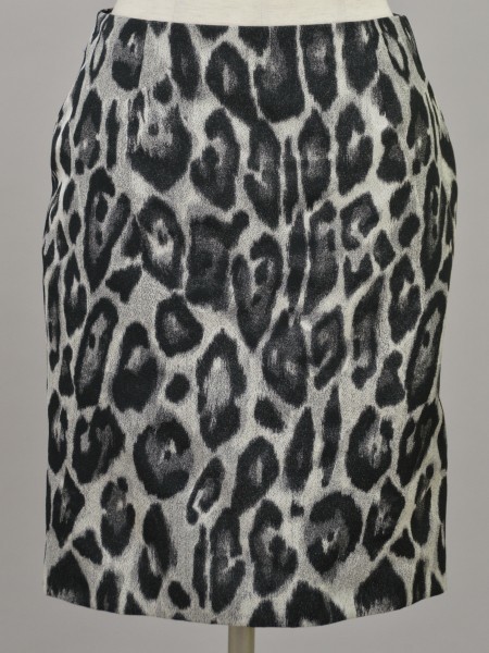 ランバン LANVIN ポリエステル レオパード スカート 34サイズ ブラック×グレー レディース F-M9000拍卖