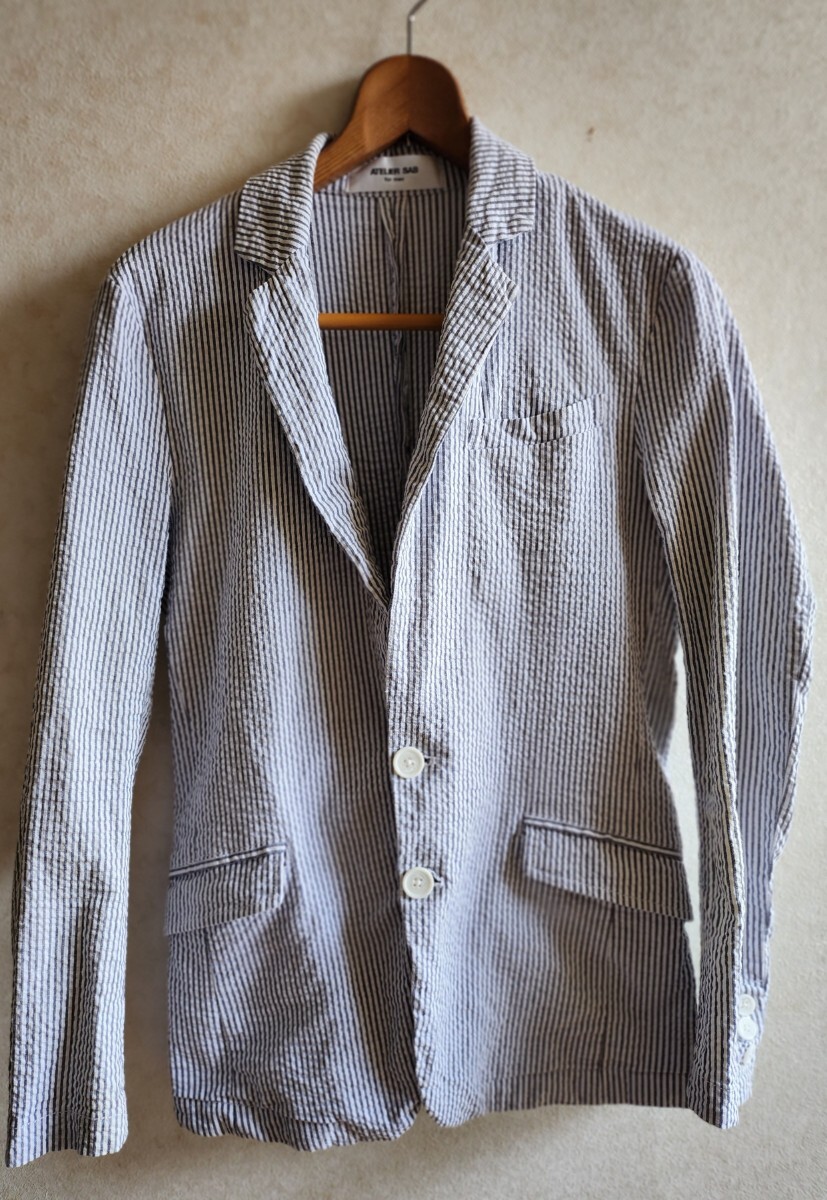 ◆アトリエサブ◆ATELIER SAB for men シアサッカーストライプ ジャケット 48(M) 古着・中古品 拍卖