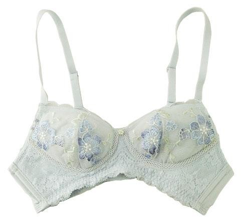 SI5350-31◇ 新品 花柄刺繍 ブラジャー 肩ひも調節可能 カップ裏クッション性あり AAA70サイズ ソフトブルー 送料350円拍卖