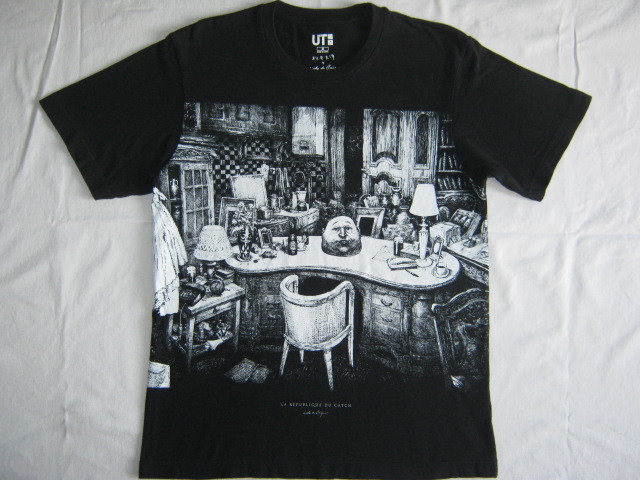 ★古着 2015年 UNIQLO ユニクロ 松本大洋×ニコラ・ド・クレシー Tシャツ M ブラック 黒 MEN タイヨウ クレシー グラフィックT(半袖)UT★拍卖