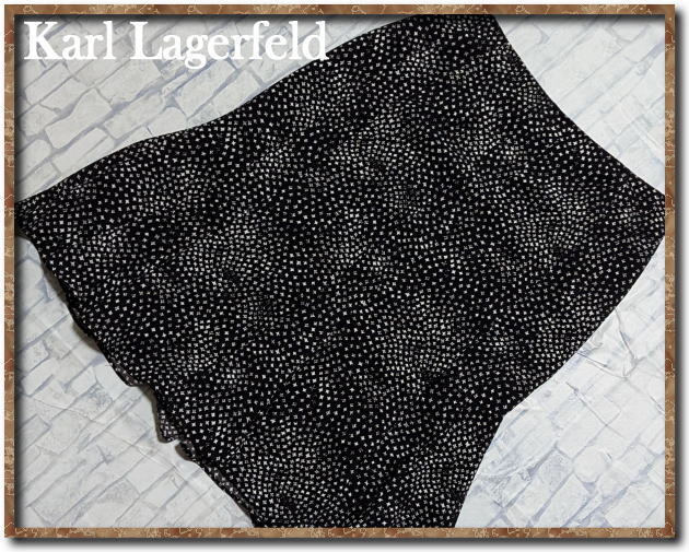 ☆KL LAGERFELD カールラガーフェルド プリントシフォンスカート 黒☆拍卖