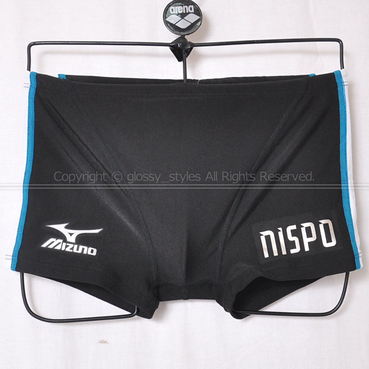 K1806-01■新品 nispoスポーツクラブ mizuno EXER SUITS ショートスパッツ練習用水着 ボックス 85RQ-95000 ブラック×ホワイト S拍卖