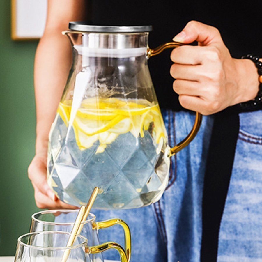 LRM2024★ガラス ポット ガラスカップ 水差し ガラス ティーポット 1.5L 大容量 直火対応 珈琲 紅茶 コーヒー 花茶 お茶 北欧拍卖