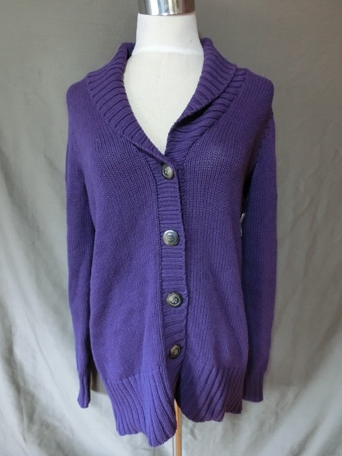 USA購入 人気アメカジブランド オールドネイビー【OLD NAVY】 厚手生地 ニットカーディガンUS Sサイズ パープル拍卖