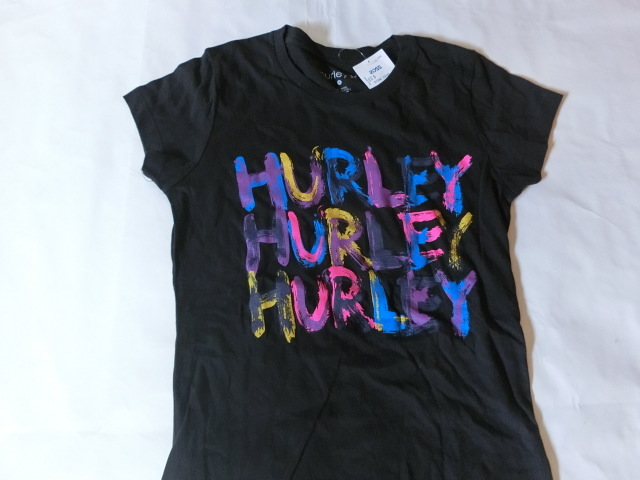 USA購入 人気サーフ系ブランド 【HURLEY】ハーレー カラフルロゴプリント入りTシャツUS Sサイズ ブラック 新品未使用拍卖