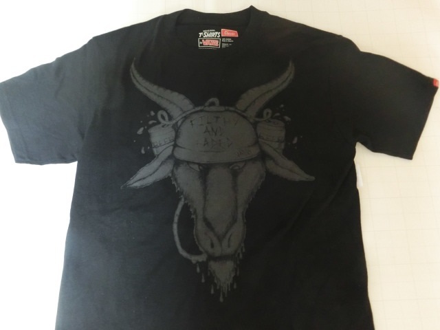 USA購入 アメカジ バンズ【VANS】ロングホーンキャラクター プリントTシャツUS Sサイズ BLACK 新品未使用拍卖
