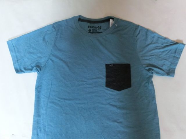 USA購入 人気サーフ系ブランド ハーレー【Hurley】ソフト素材ポケット付 TシャツUS Sサイズ ブルー系拍卖