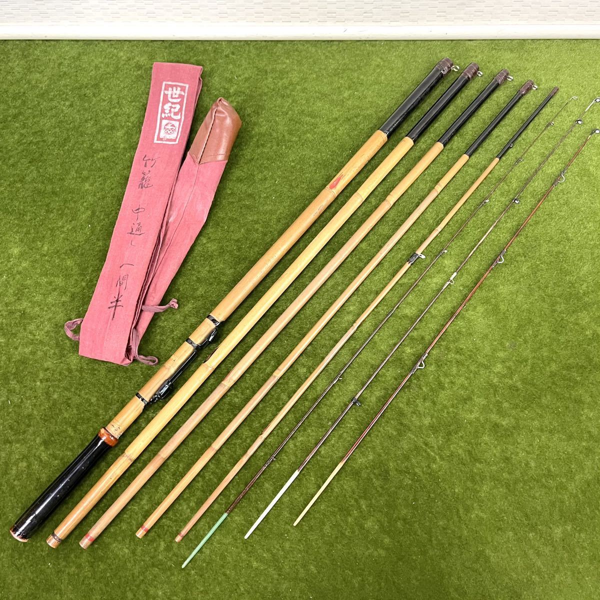 ★☆釣り/釣り道具 竿/竹竿 約3.4m/11.5尺 六本継 在銘:竹龍☆★拍卖