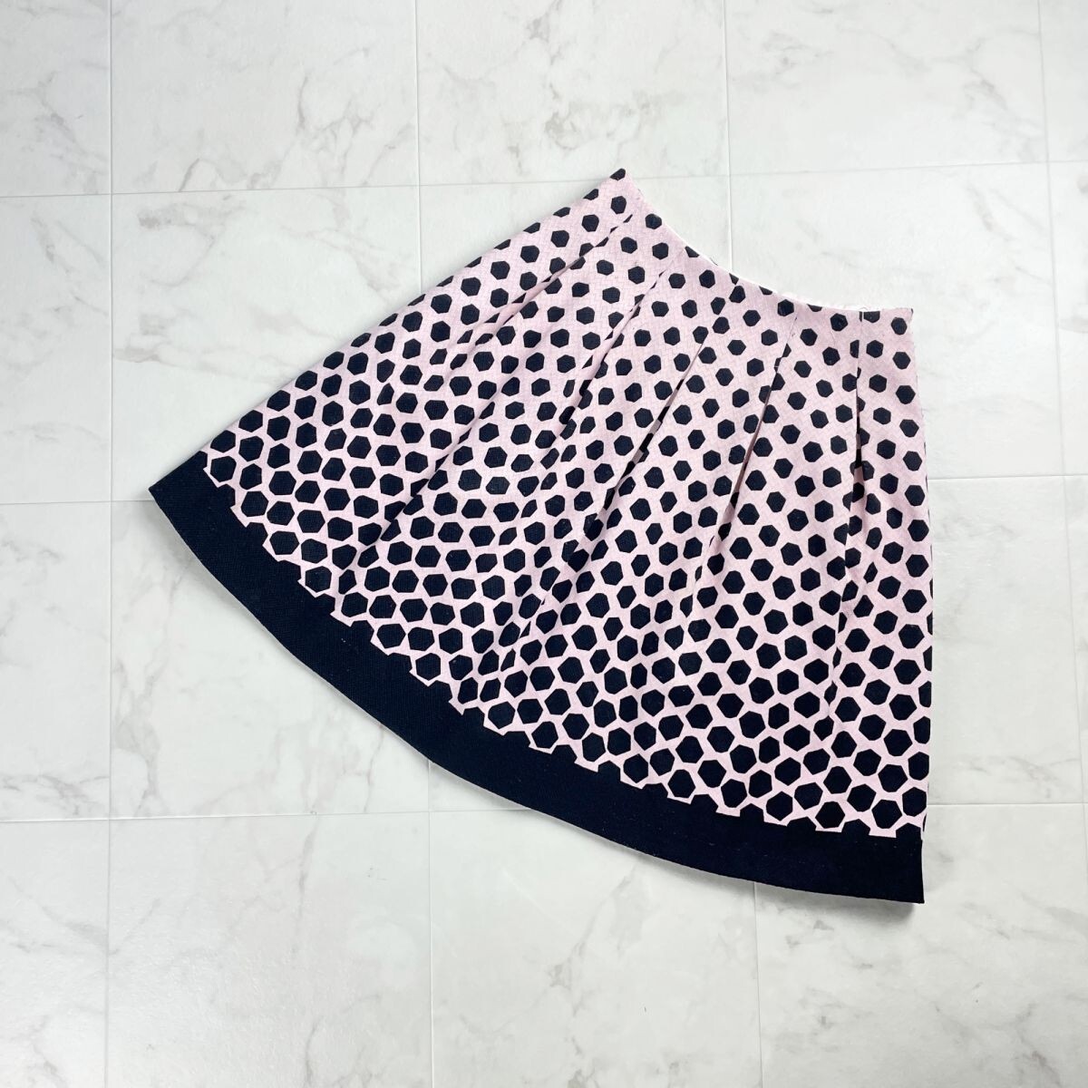 M'S GRACY エムズグレイシー タックフレアスカート 総柄 ドット柄 サイドジップ 膝丈 裏地あり ピンク サイズ36*TC1122拍卖