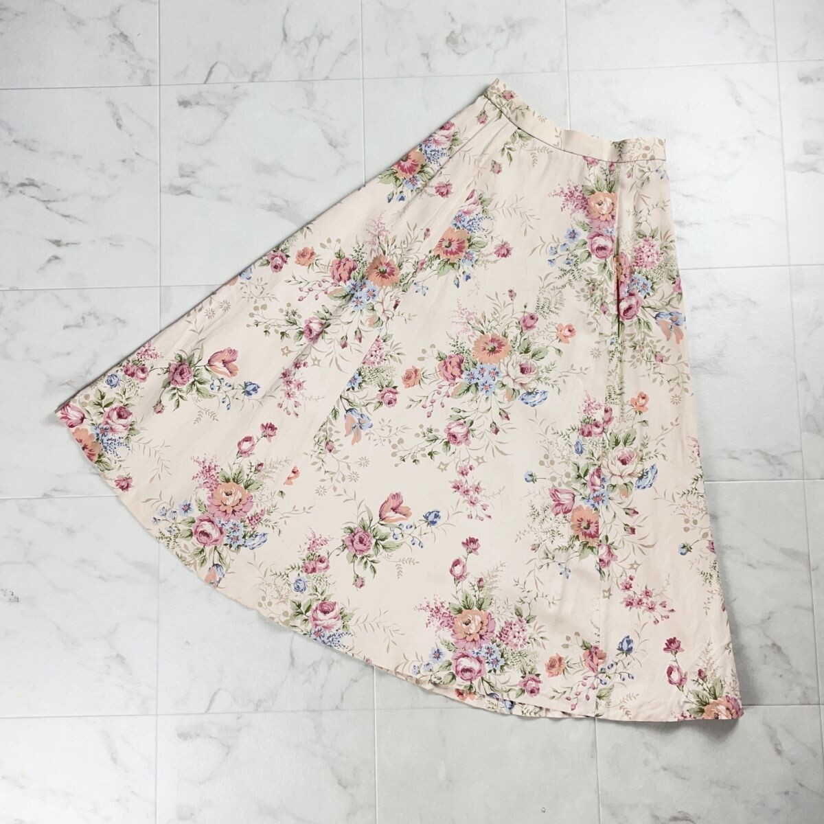 KEITH キース 花柄フレアスカート 総柄 バックジップ ロング丈 裏地あり ピンク サイズXS*SC1627拍卖