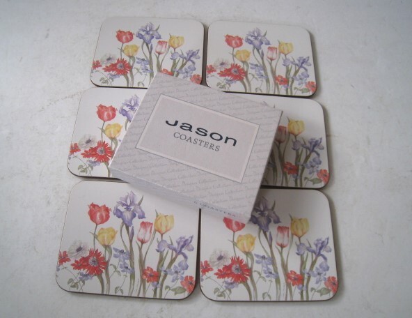 Jason社 ジェイソン COASTERS コースター 6枚 花柄 サイズ:約9.5×11.3×厚0.4㎝/24N9.19-35拍卖