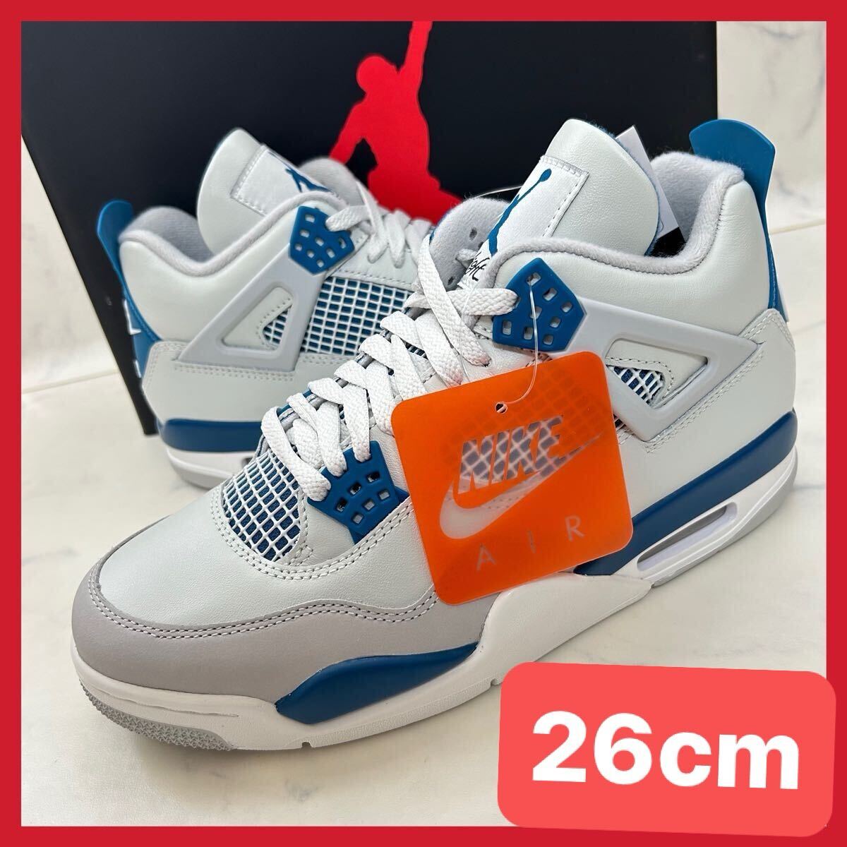 ★送料無料★【新品】26.5CM Nike Air Jordan 4 Retro Industrial Blue ナイキ エアジョーダン4 レトロ インダストリアルブルー ホワイト拍卖
