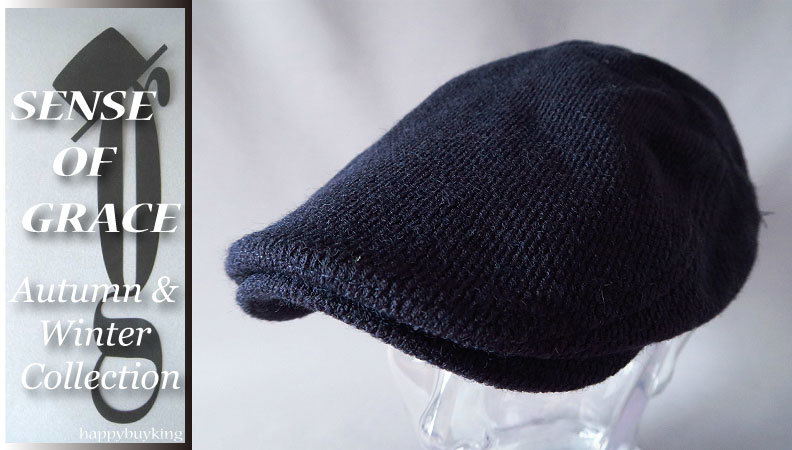 grace 大きいサイズ★ツイードニットライクセブンハンチング【紺/XL】新品 定価¥4300 サイズ調節可能 男女兼用 グレースハット拍卖