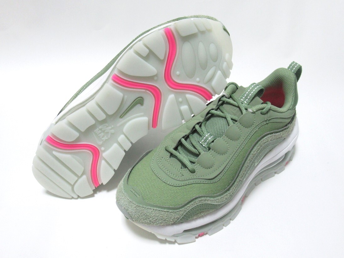 NIKE W AIR MAX 97 FUTURA グリーン ピンク 24.5cm ナイキ エアマックス 97 フューチュラ スウェード 緑 FB4496-300拍卖