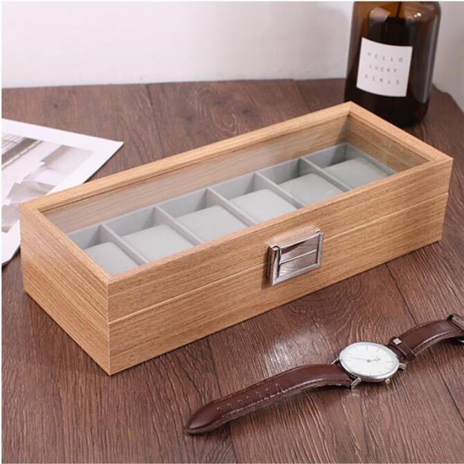 ★まとめ売り店舗★ 6本 腕時計ケース 高級収納ボックス ウォッチケース 収納ケース 原木色 木製拍卖