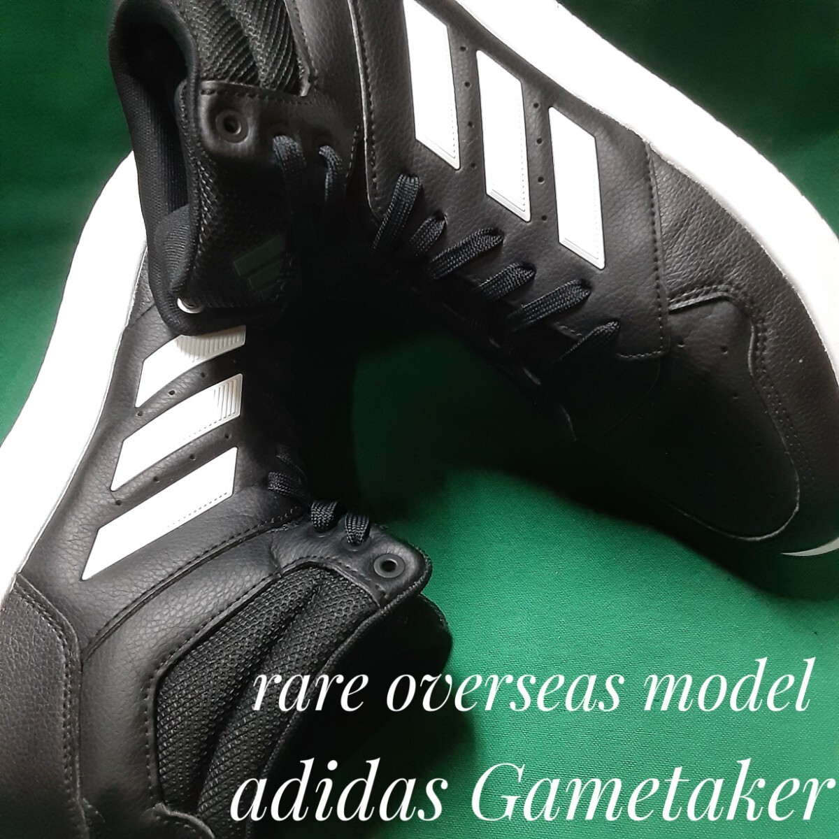 最値!22年製!希少海外モデル!エンボスストライプ!オールドミッド!アディダス ゲームテイカー高級スニーカー!オレオブラック!黒白 26.5cm拍卖