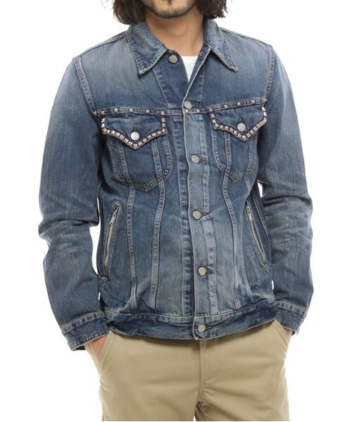 最値!美品!定41800円!生産終了!超希少ピラミッドスタッズモデル!ヒステリックグラマー SP加工 デニム スタッズ Gジャン!インディゴブルー!S拍卖