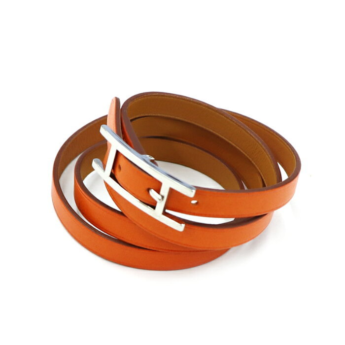 新品 未使用 正規品 エルメス HERMES アピ3 オレンジ サイズM ◆シルバー金具◆拍卖