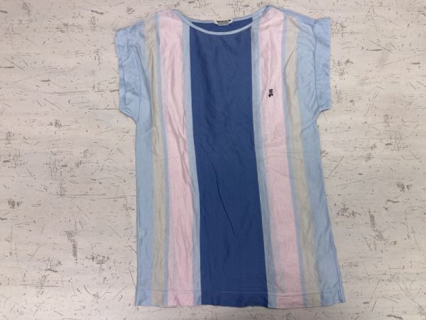 ITALY製 90s old HERNO ヘルノ オールド トラッド レトロ 古着 ストライプ フレンチスリーブ トップス カットソー レディース拍卖