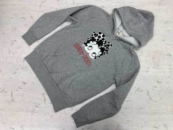 ベティーブープ Betty Boop キャラクター グッズ ギャル ストリート プルオーバー スウェット パーカー メンズ M ライトグレー拍卖