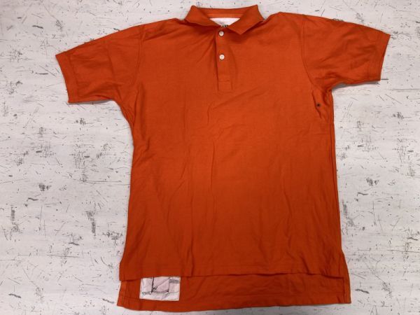 SARATOGA サラトガ Robert Peritz 香港製 90s アメカジ ストリート 古着 わきハトメ 半袖ポロシャツ ラガーシャツ メンズ L オレンジ拍卖