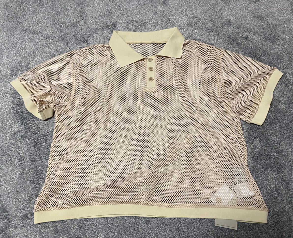 未使用タグ付き ADAMASTE アダマスト メッシュニットポロ ベージュ Mサイズ拍卖