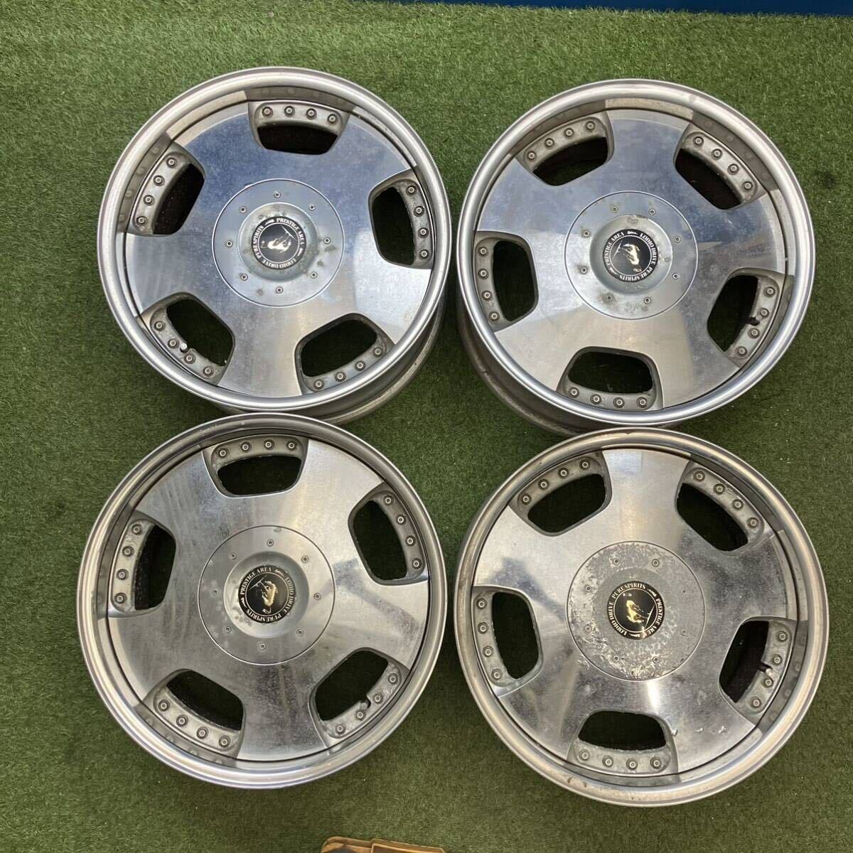 【0347】★メッキ★深リム★18インチ SUPER STAR LODIO DRIVE 18×9.0 ET+19 PCD154.94 5穴 ハブ径118 中古アルミホイール4本拍卖