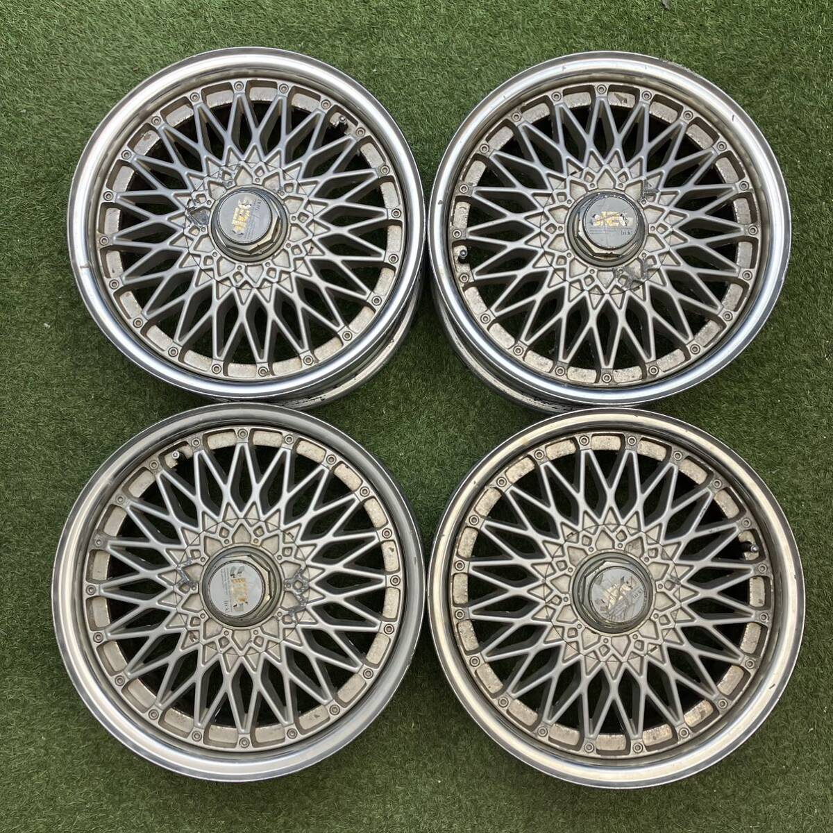 【0352】当時物★旧車★15インチ 6.5J SIEG 15×6.5-JJ ET28 PCD114.3 5穴 ハブ径73 中古アルミホイール4本拍卖