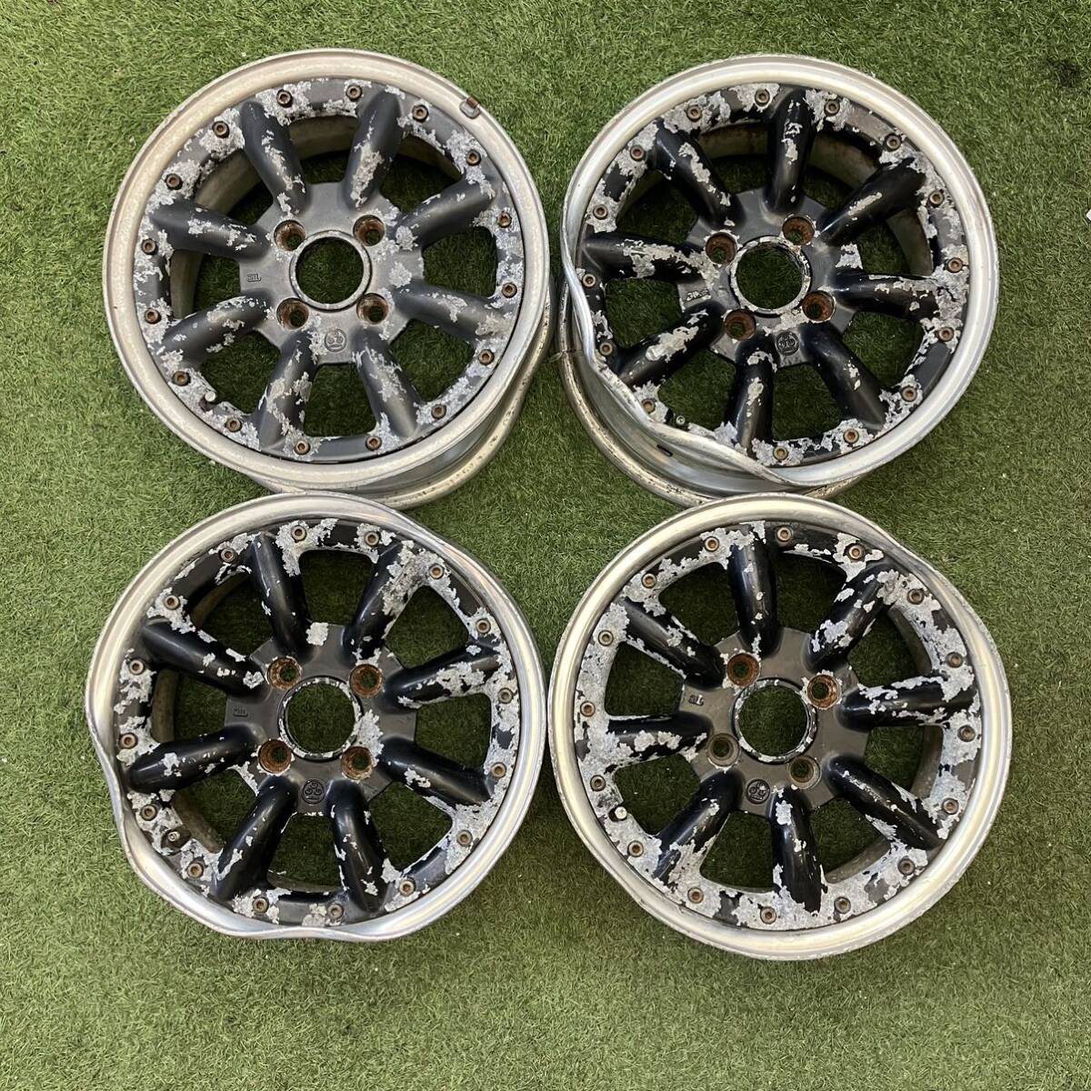 【0355】★旧車★14インチ 6JJ ワタナベ RS-8 FFタイプ 14×6JJ ET40 PCD100 4穴 ハブ径65 中古アルミホイール4本拍卖