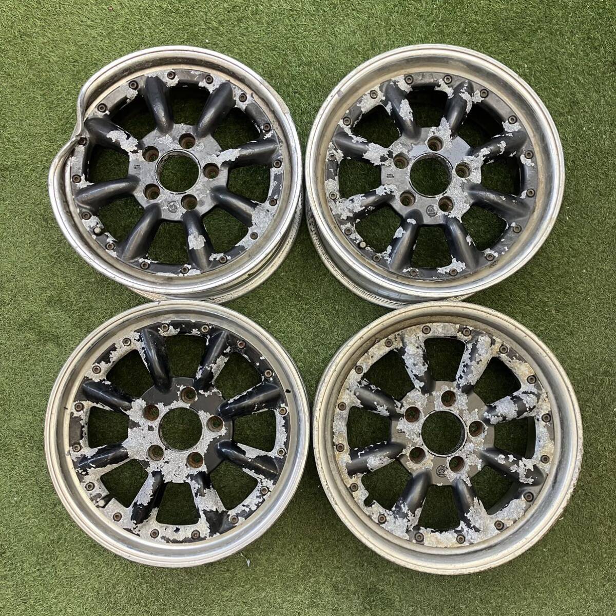 【0356】旧車★16インチ 7JJ 8JJ SPEED STAR ワタナベ RS-8 16×7JJ +36 / 16×8JJ +35 PCD114.3 5穴 ハブ径74 中古アルミホイール4本拍卖