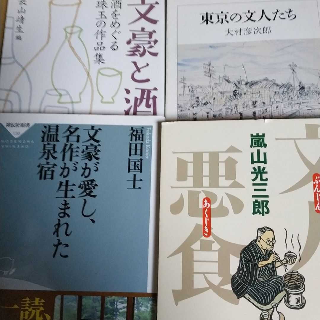 文豪色々4冊セット文人悪食 文豪と酒 文豪が愛し名作が生まれた温泉宿 東京の文人 文士 嵐山光三郎 大村彦次郎 長山靖生拍卖