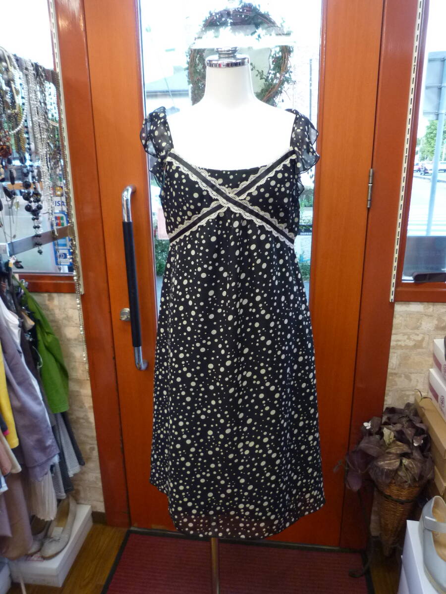 【0925-6】pour le mieux 水玉 黒ワンピース拍卖