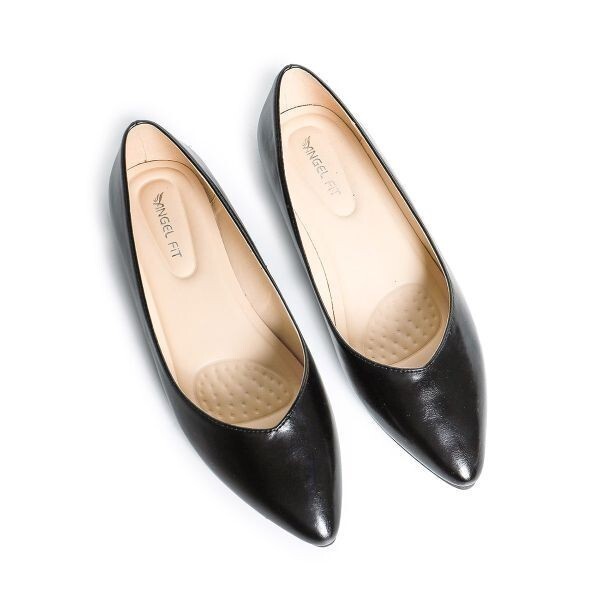 20440 アウトレット レディース フラットパンプス ブラック スムース 24.0cm ローヒール パンプス ポインテッドトゥ バレエシューズ拍卖