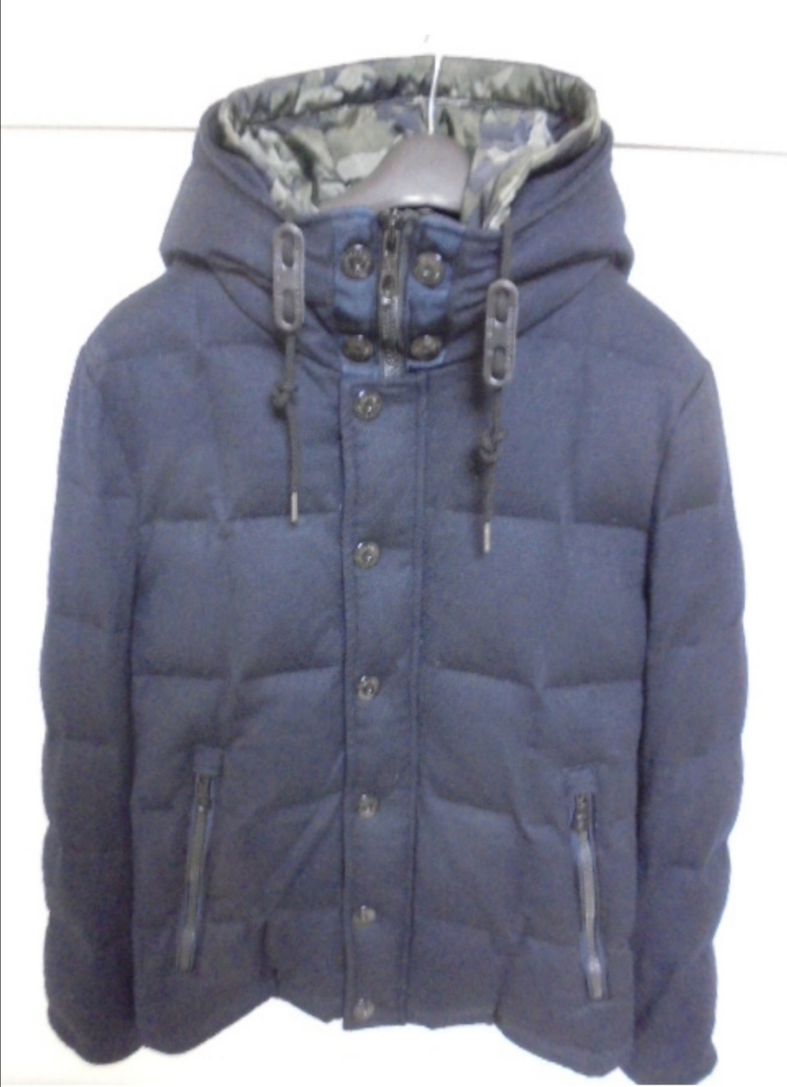 即決 ナノユニバース×西川ダウン リモンタナイロンコンビウールダウンジャケット ネイビー M拍卖