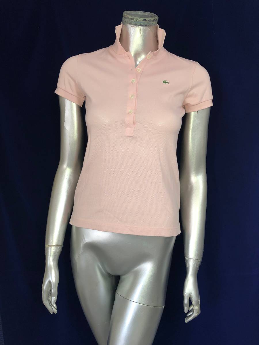 二点以上で送料無料! L005 LACOSTE ラコステ 可愛い ピンク ポロシャツ 半袖トップス 34 半袖シャツ拍卖