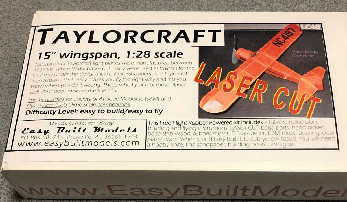 【ゴム動力機】Easy Built製Taylorcraft(L/C仕様)(翼長:15”=381mm)・・・残り3拍卖