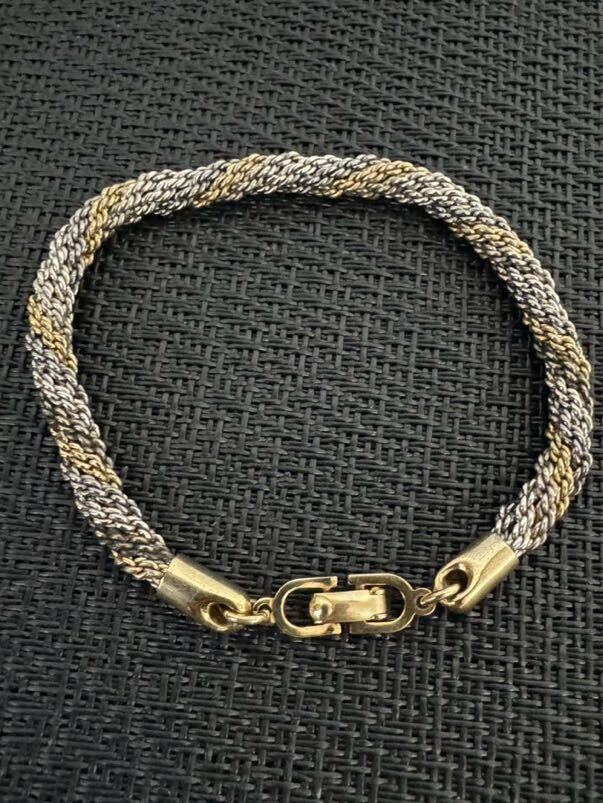 Christian Dior クリスチャンディオール ゴールド×シルバー ロープチェーン ブレスレット A-963拍卖