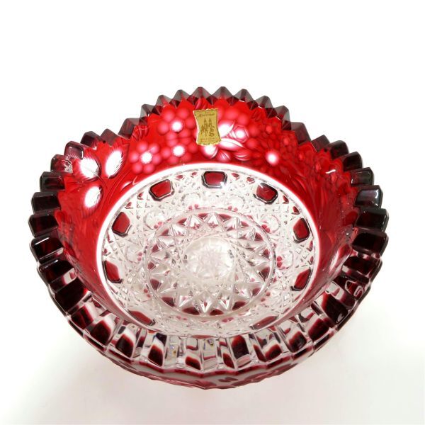 Meissen/マイセン クリスタル 赤被せ切子 ボウル拍卖