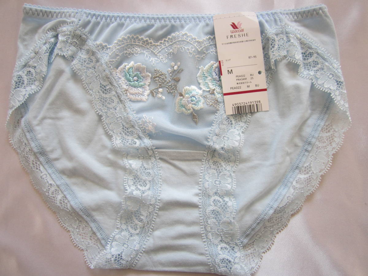 【ワコール】フレシィ 綿セルロース薔薇ショーツ M 水色拍卖