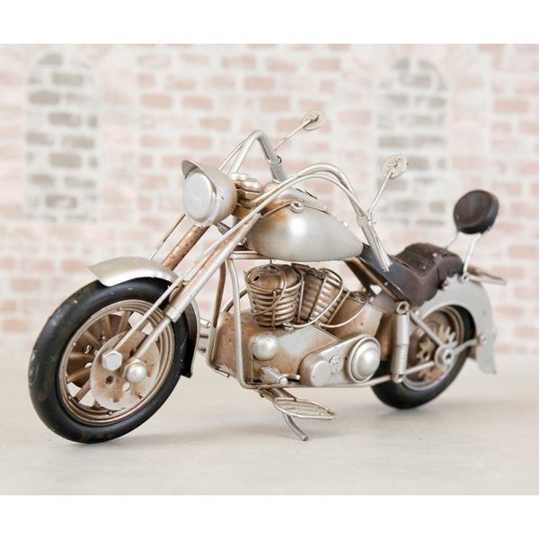 ビンテージ ブリキ バイク オブジェ モーターサイクル シルバー メンズライク 置物 小物 飾り インテリア プレゼント 乗り物 コレクション拍卖