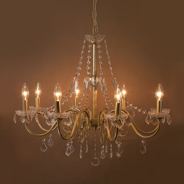 吊型照明 シャンデリア クリスタル Novia ノビア 8灯 E12 水雷型 ゴールド 照明 天井照明 インテリア 照明 おしゃれ エレガント 高級感拍卖