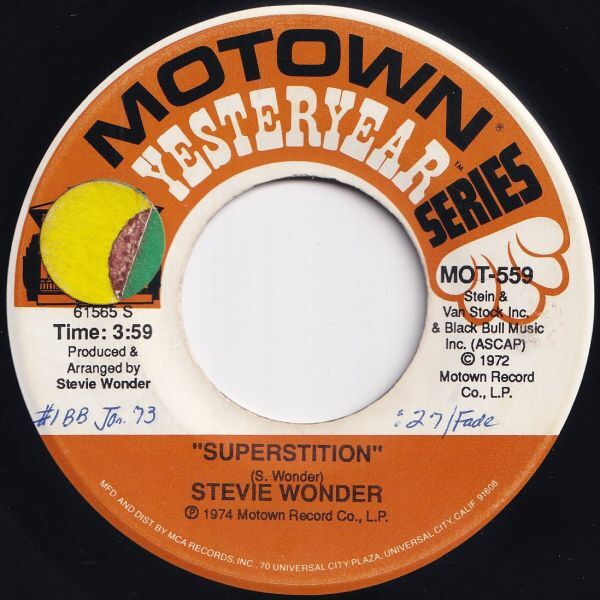 Stevie Wonder Superstition / Superwoman Motown US MOT-559 207654 SOUL ソウル レコード 7インチ 45拍卖