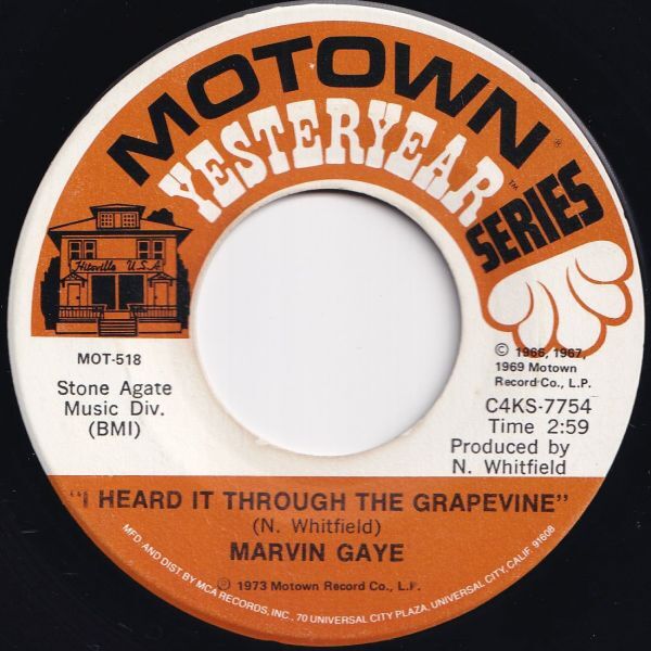 Marvin Gaye I Heard It Through The Grapevine / You Motown US MOT-518 207710 SOUL ソウル レコード 7インチ 45拍卖