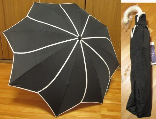 *新品*ブラック*お花のような傘*2段折りたたみ*黒*拍卖
