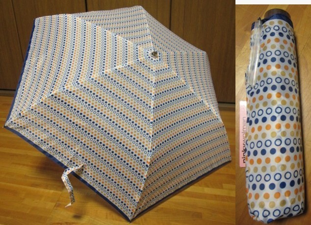 *送料無料*新品*Pinky Wolman*ネイビー*ドット*3段折りたたみ傘*耐風*ピンキーウォルマン*紺*拍卖