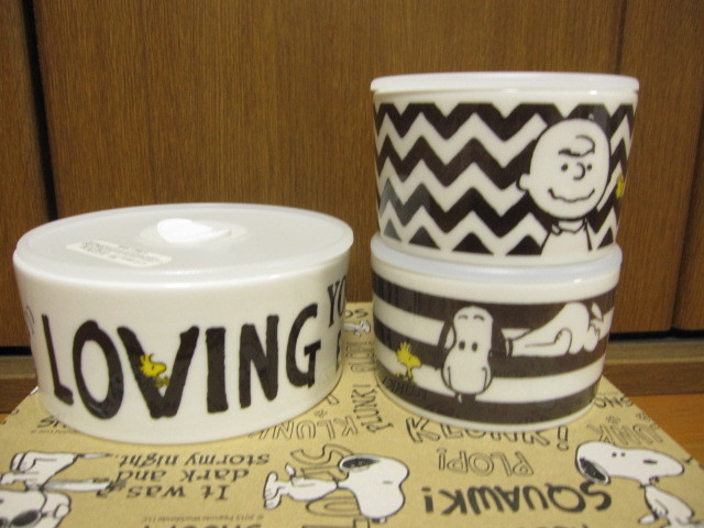 *新品*SNOOPY*レンジパック3点Set*モノトーン*PEANUTS*スヌーピー*拍卖