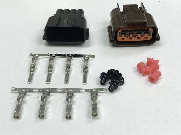 【E4PS1S茶】4極 4P 4ピン シルビア スカイライン クランク角センサー クラセン カプラー端子セット 1セット 検) R34 WC34 C33 C34拍卖