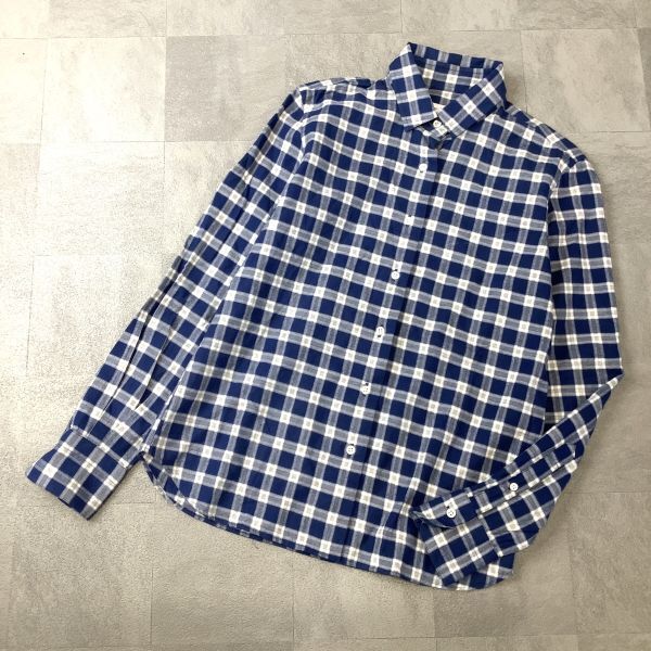 美品 Maker’s Shirt メーカーズシャツ 鎌倉シャツ チェック柄 長袖シャツ レディース 9号 M ネイビー拍卖