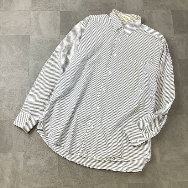 papas パパス ストライプ 長袖シャツ メンズ Lサイズ ブルー拍卖